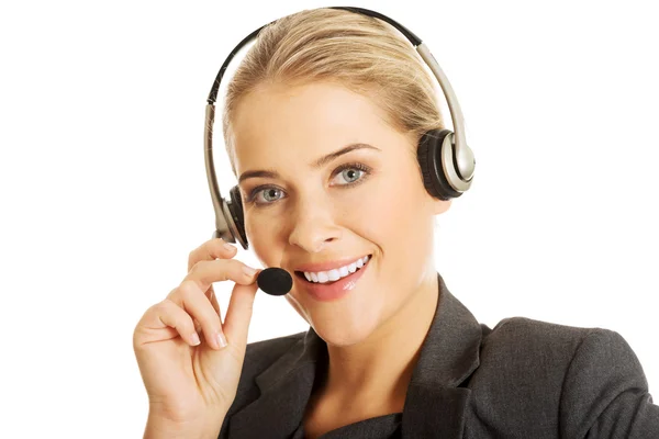 Call center woman talking to customer Royalty Free Stock Photos
