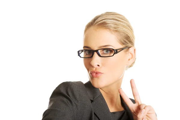 Businesswoman taking selfie — Stock Photo, Image