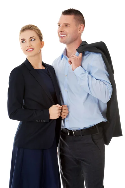 Couple talking about their corporation — Stock Photo, Image