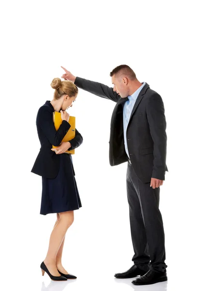 Businessman screaming at a colleague — Stock Photo, Image