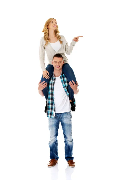 Man carrying his woman — Stock Photo, Image