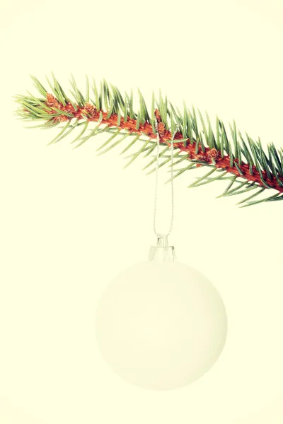 圣诞球挂上一根小树枝 — 图库照片