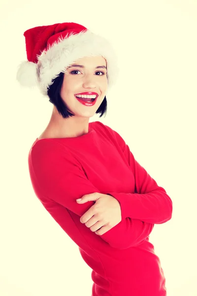 Happy santa vrouw — Stockfoto