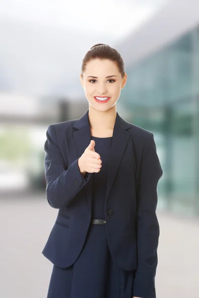 Mujer de negocios con pulgar hacia arriba —  Fotos de Stock