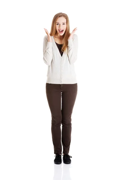 Surprised blonde woman — Stock Photo, Image