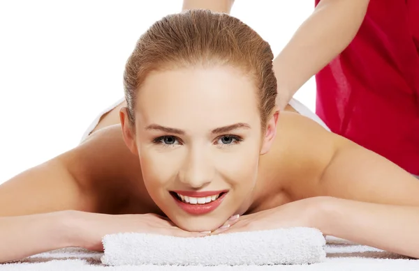 Woman getting massage in spa — Stock Photo, Image