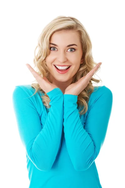 Portrait of a surprised woman with open mouth — Stock Photo, Image