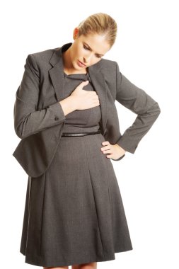 Woman having heart disease. clipart