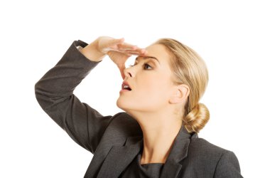 İş kadını ilginç bir şey görmek