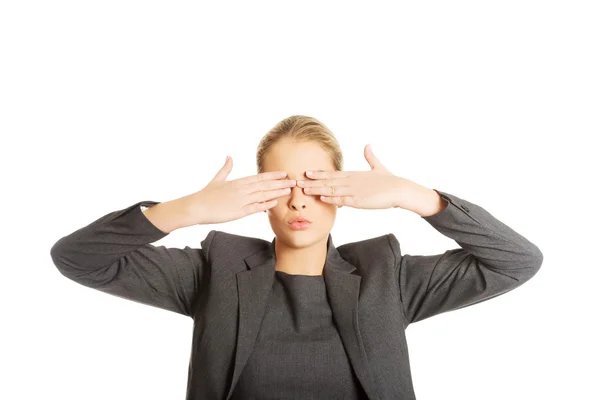 Woman covering her face with hands — Stock Photo, Image