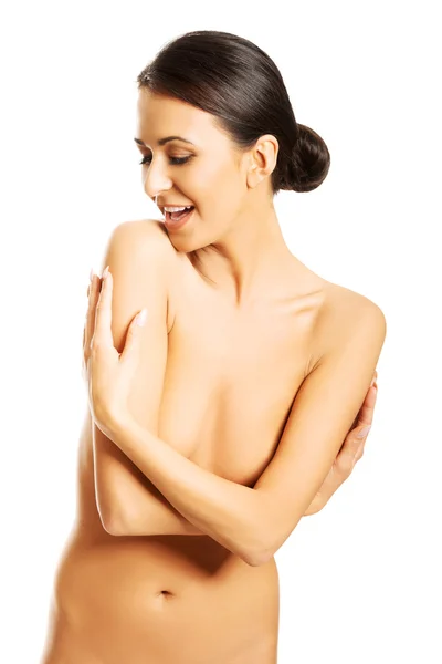 Nude woman covering her breast — Stock Photo, Image