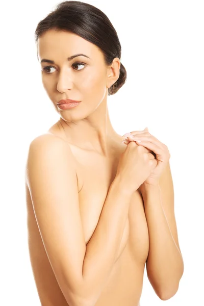 Woman covering her breast — Stock Photo, Image