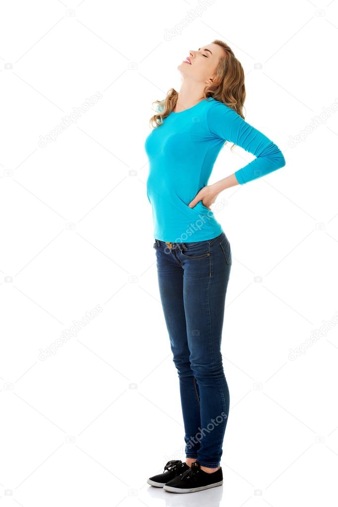 Full length woman with back pain