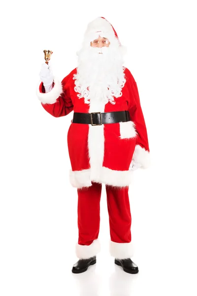 Full length Santa Claus holding a bell — Stock Photo, Image