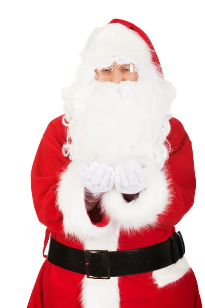Porträtt av jultomten med öppna händer — Stockfoto
