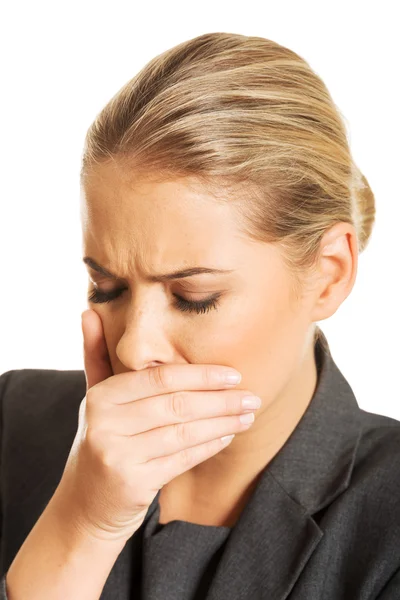 Sick woman about to vomit — Stock Photo, Image