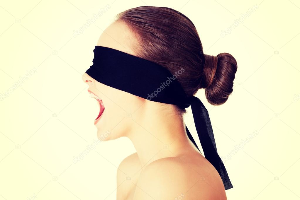 Black woman blindfolded: hostage concept, Stock Video