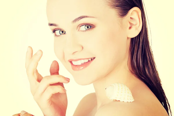 Beautiful face of spa woman with healthy clean skin — Stock Photo, Image
