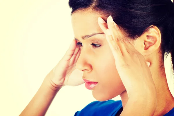 Žena s bolestmi hlavy nebo problém — Stock fotografie