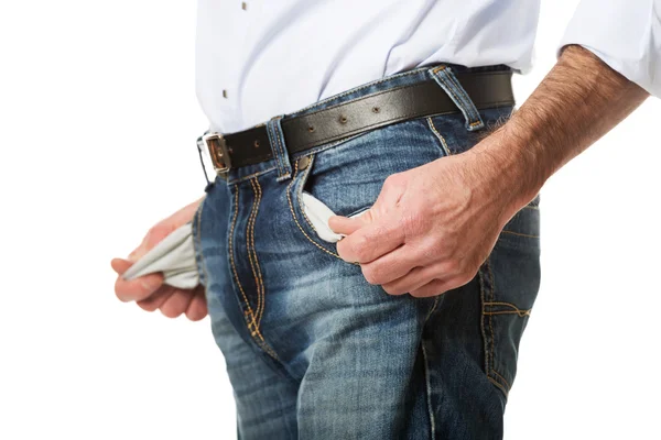 Close up on male empty pockets — Stock Photo, Image