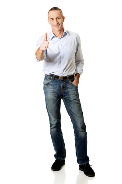 Full length mature man gesturing ok sign — Stock Photo, Image