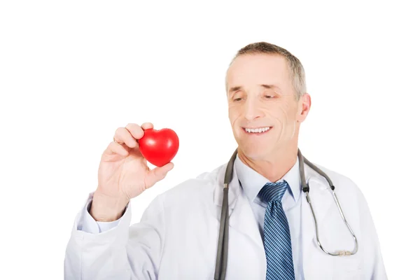 Retrato de médico masculino segurando modelo de coração — Fotografia de Stock