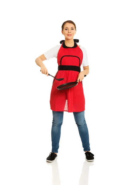 Woman wearing apron — Stock Photo, Image