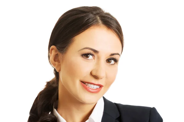 Casual mulher de negócios olhando feliz e sorridente — Fotografia de Stock