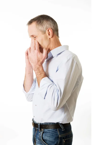 Kant weergave man sinus druk pijn lijden — Stockfoto