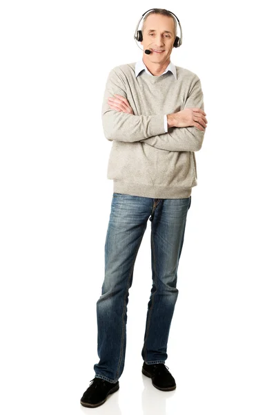 Full length of call center man with folded arms — Stock Photo, Image