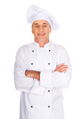 beyaz üniforma ve şapka profesyonel şef