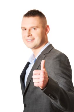 Genç işadamı el ok işareti