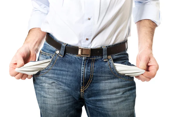 Close up on male empty pockets — Stock Photo, Image