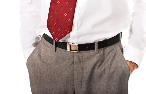 Close up on male hands in pockets — Stock Photo, Image