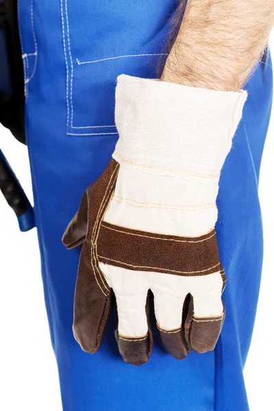 Arbeiter Hand mit Schutzhandschuh — Stockfoto