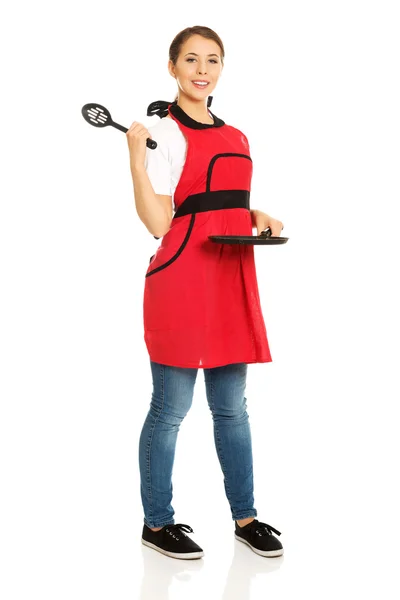 Woman wearing apron — Stock Photo, Image