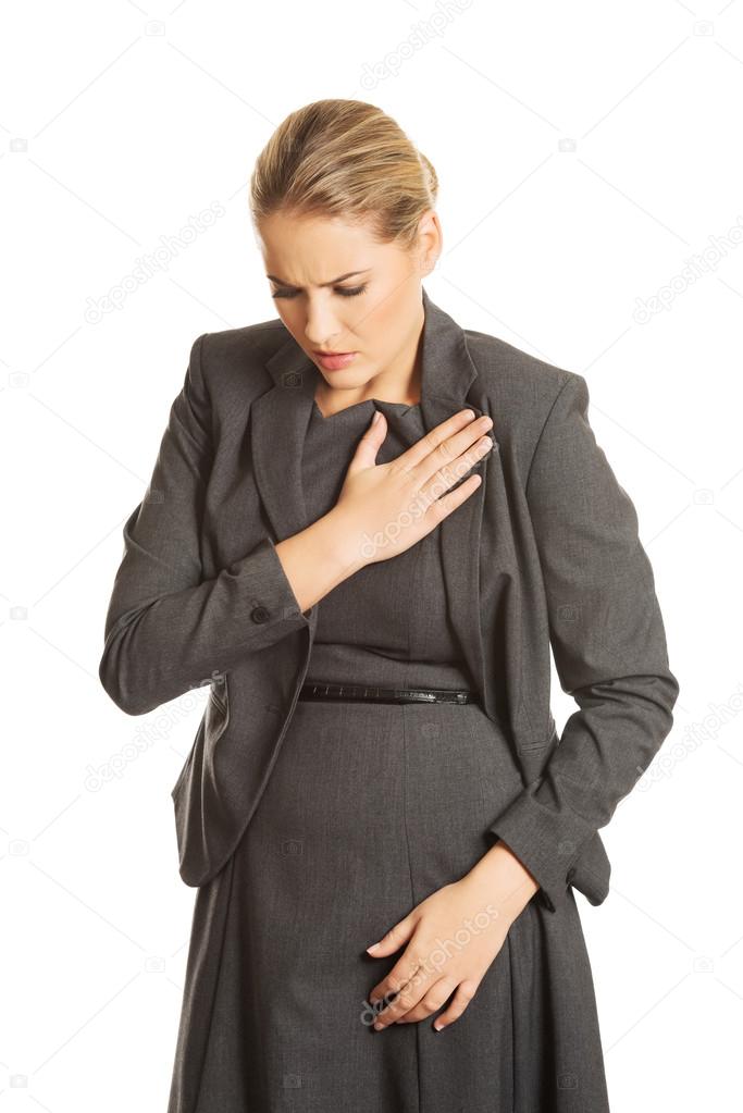 Woman having heart disease.