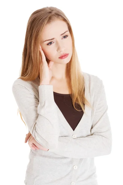 Thoughtful woman has a big problem — Stock Photo, Image