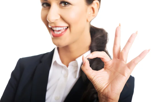 Zakenvrouw weergegeven: perfect teken — Stockfoto