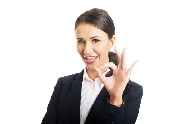 Businesswoman showing perfect sign — Stock Photo, Image