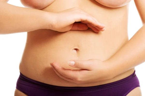 Mulheres barriga gorda em roupa interior — Fotografia de Stock