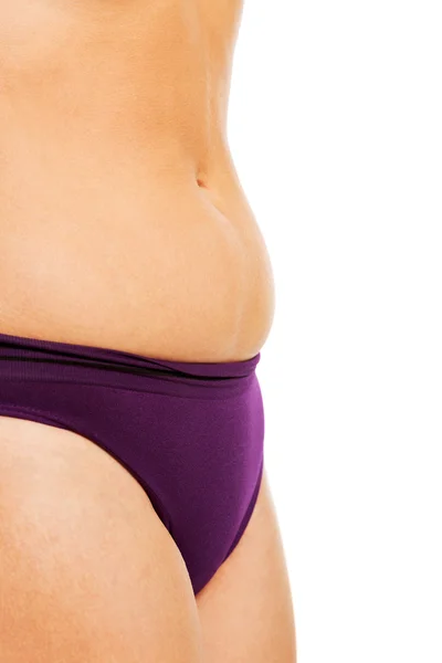 Womans fat belly in underwear — Stock Photo, Image