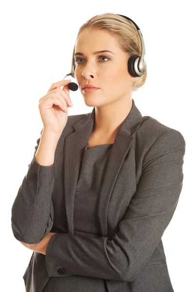 Call center woman talking to customer — Stock Photo, Image