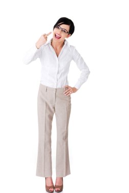 Rahatsız kadın müstehcen el hareketi yapma