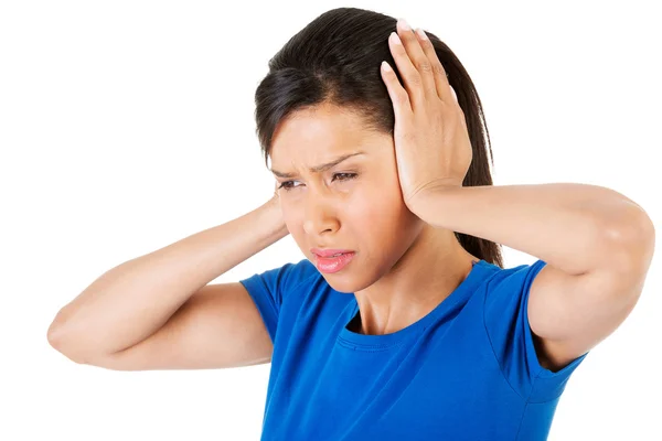 Portrait of a woman with huge headache — Stock Photo, Image