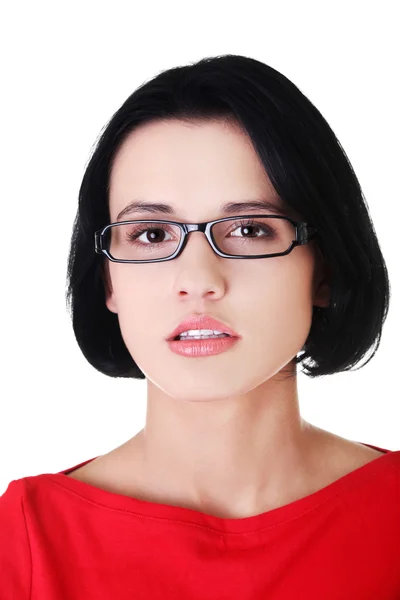 Retrato de mulher jovem em óculos — Fotografia de Stock