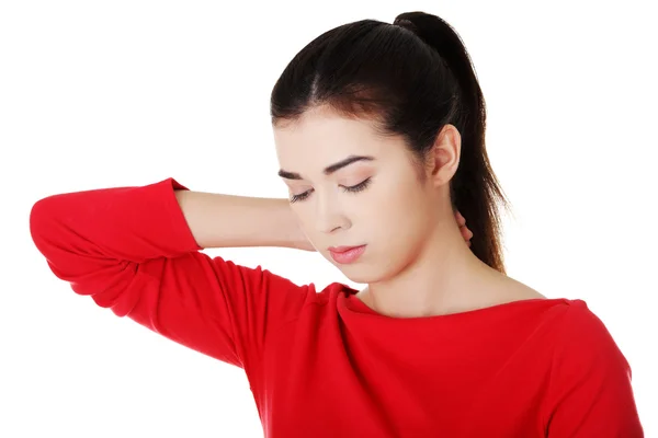 Young woman suffering from neck pain — Stock Photo, Image