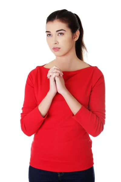 Retrato de una mujer rezando — Foto de Stock