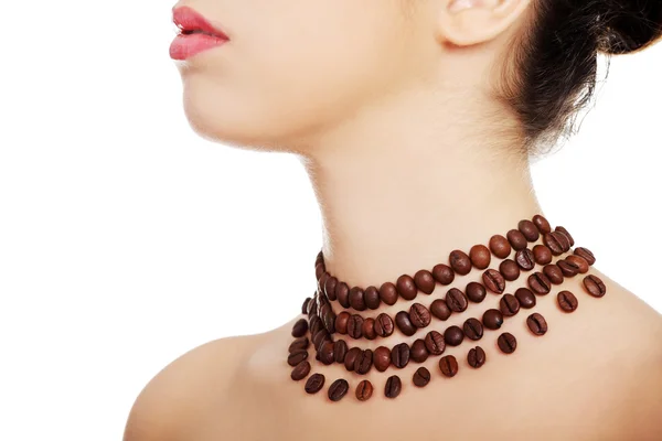 Portrait of a woman wearing beautiful necklace — Stock Photo, Image