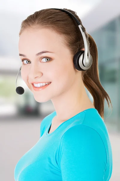 Call center assistent glimlachen — Stockfoto